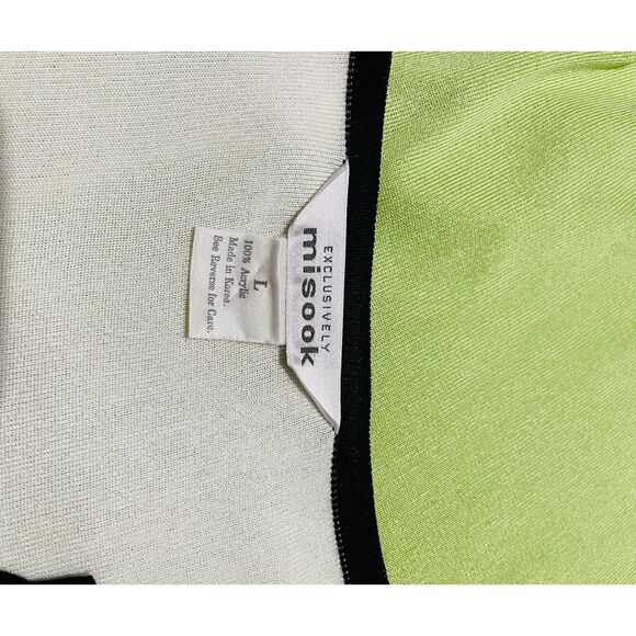 Exclusively Misook sweater cardigan button up slinky color black green women's L - Picture 4 of 4